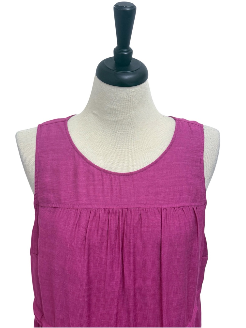 J Jill Raspberry Crush Sleeveless Pintuck Tiered A Line Relaxed Midi Dress Large - Picture 2 of 10